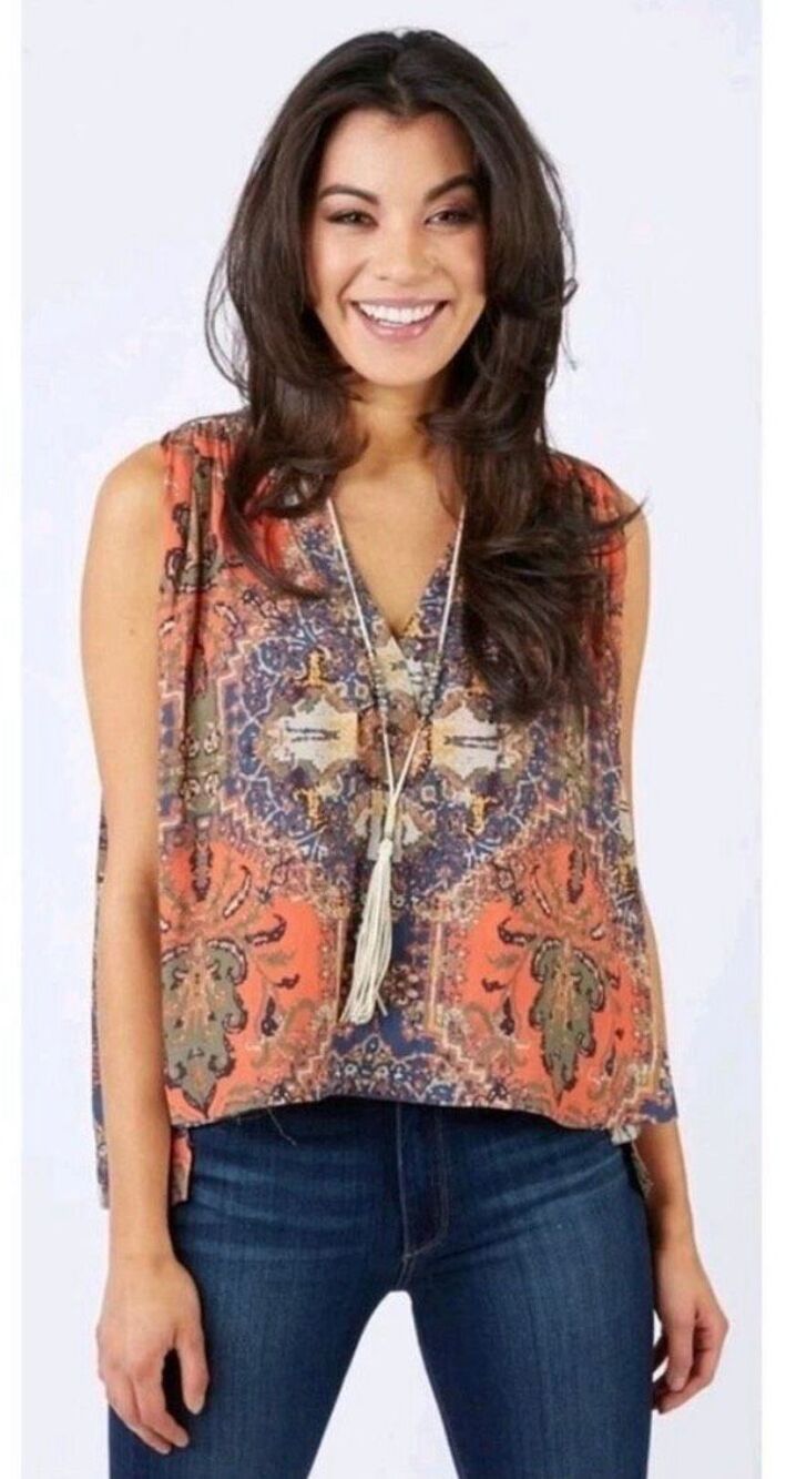 Free People Darcy Super V Swing Tank Top Blouse Medium